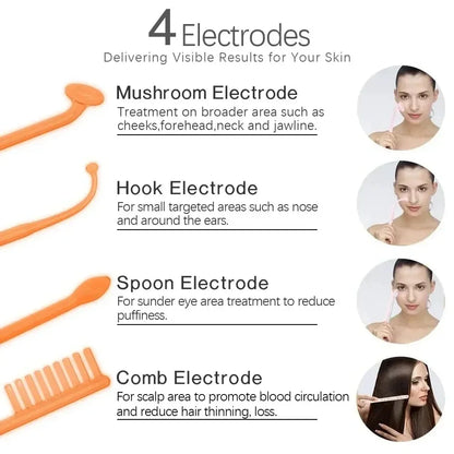 4in1 Facial Beauty Machine High Frequency Electrotherapy Wand Neon Argon Wands Remove wrinkles Rejuvenation Tightening Skin Care