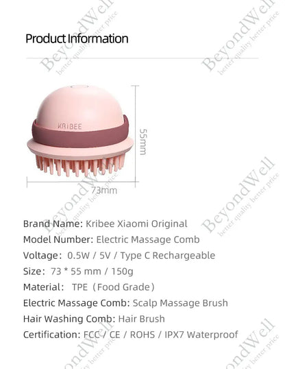 Head Massage Waterproof Electric Shampoo Brush Scalp Massager Dry Massage Brush Vibrate Comb Cleaner Hairdress Tool Hair Brush