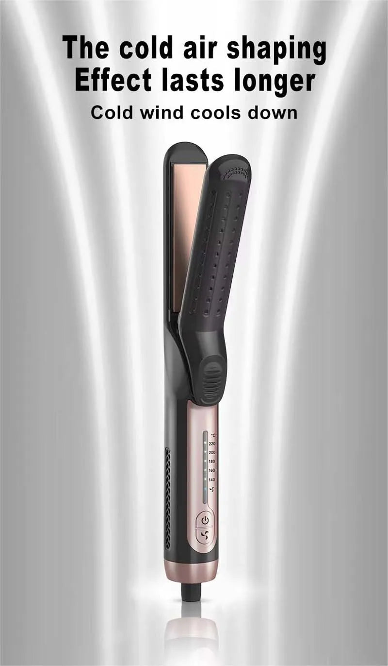2 In 1 Ceramic Cool Airflow Hair Styler Portable Hair Straightener And Curler 3D Floating Plate Cool Air Styler Flat Iron