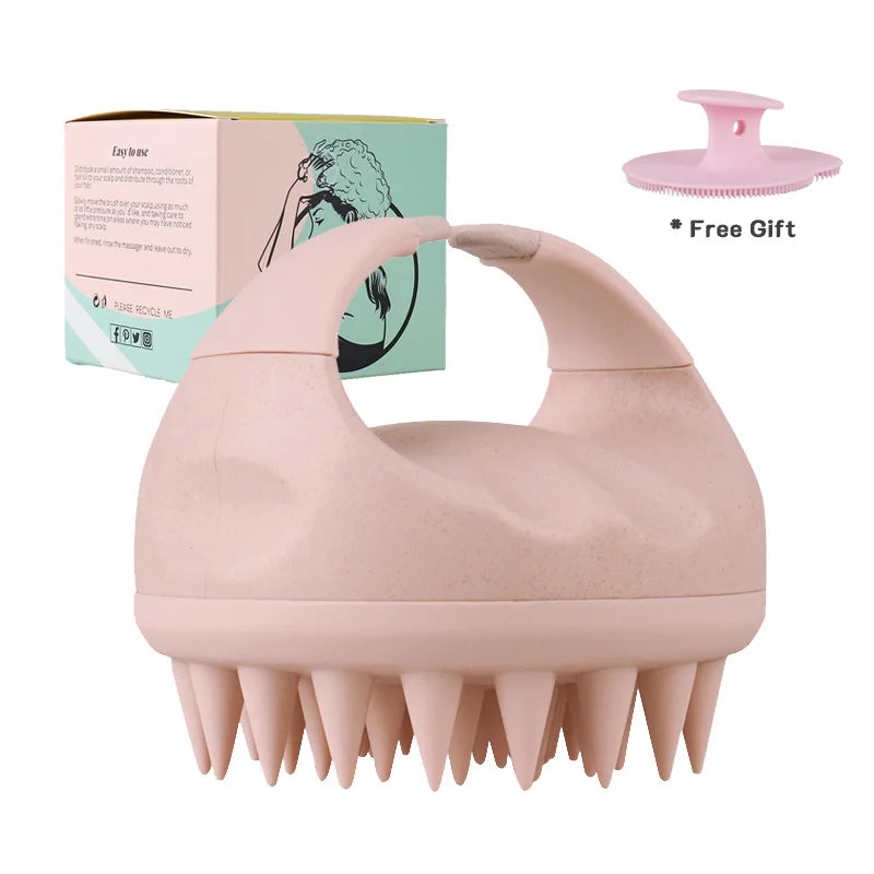 Scalp Brush Massager Sculp Scrubber Brush Wheat Straw Biodegradable Silicone Shampoo Brush Hair Scalp Massager For Hair Growth