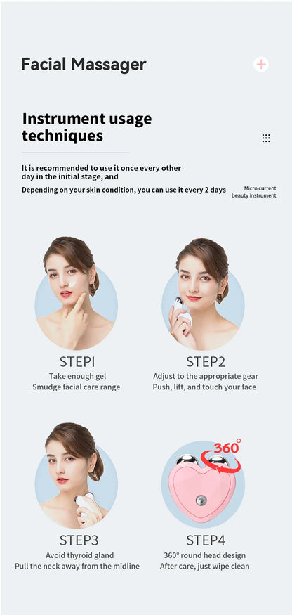 NEW Micro Current Beauty Device Mini Portable Face Lifting Roller Slimming Massager EMS Delicate Contour Firming Facial Care