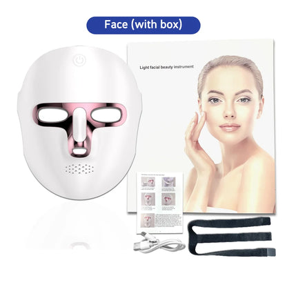 LED Facial Mask Face and Neck 7-1 Colors Light Therapy Skin Beauty Red Light  Facial Mask Wireless Rechargeable at Home Use