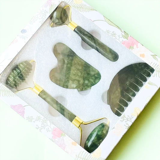 Guasha Natural Stone Massage Face Jade Roller Gua Sha Massage Tool Set for Spa Body Visage Rouleau De Massage Rouleau Visage