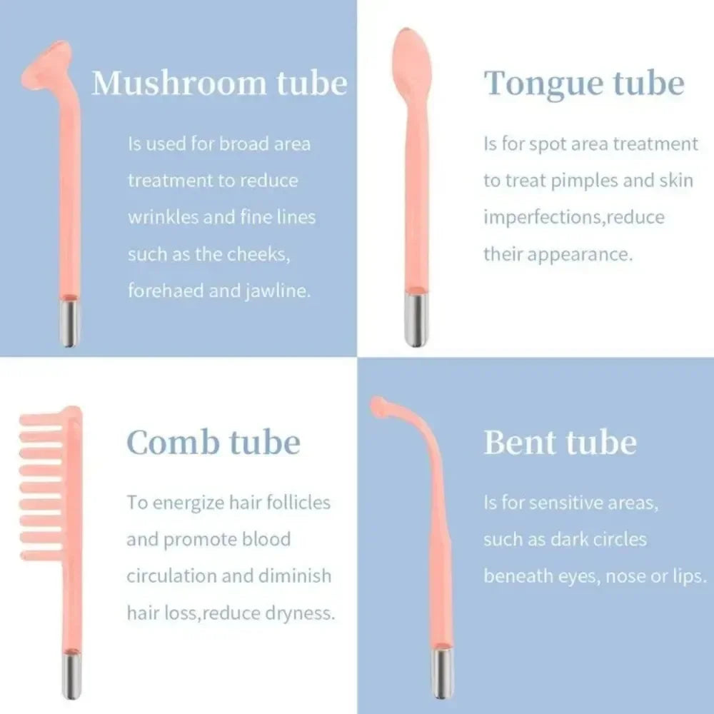 4in1 Facial Beauty Machine High Frequency Electrotherapy Wand Neon Argon Wands Remove wrinkles Rejuvenation Tightening Skin Care