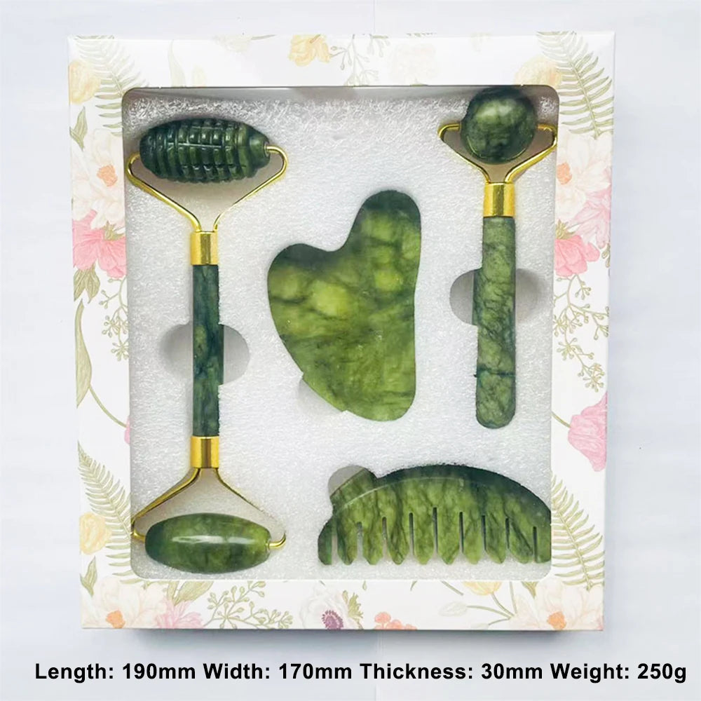 Guasha Natural Stone Massage Face Jade Roller Gua Sha Massage Tool Set for Spa Body Visage Rouleau De Massage Rouleau Visage
