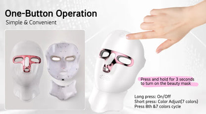 LED Facial Mask Face and Neck 7-1 Colors Light Therapy Skin Beauty Red Light  Facial Mask Wireless Rechargeable at Home Use