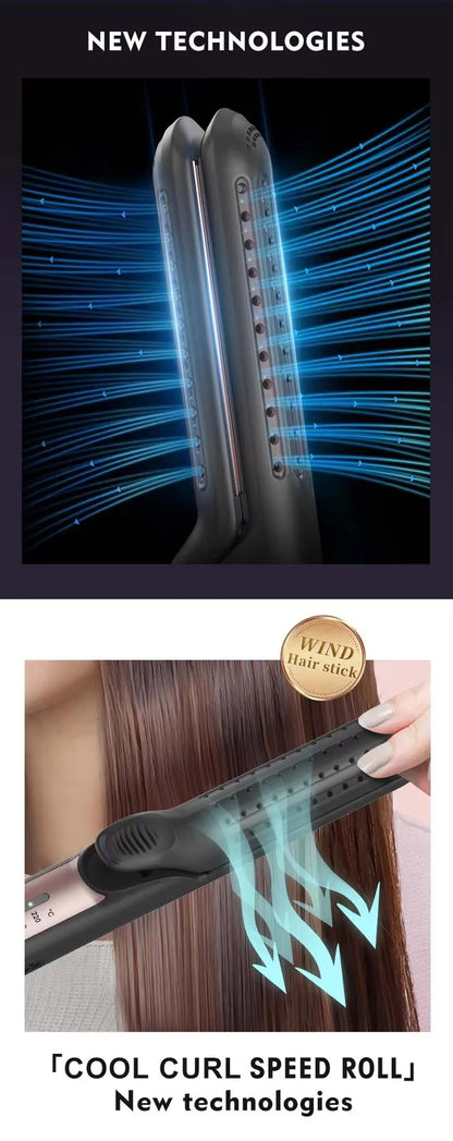 2 In 1 Ceramic Cool Airflow Hair Styler Portable Hair Straightener And Curler 3D Floating Plate Cool Air Styler Flat Iron