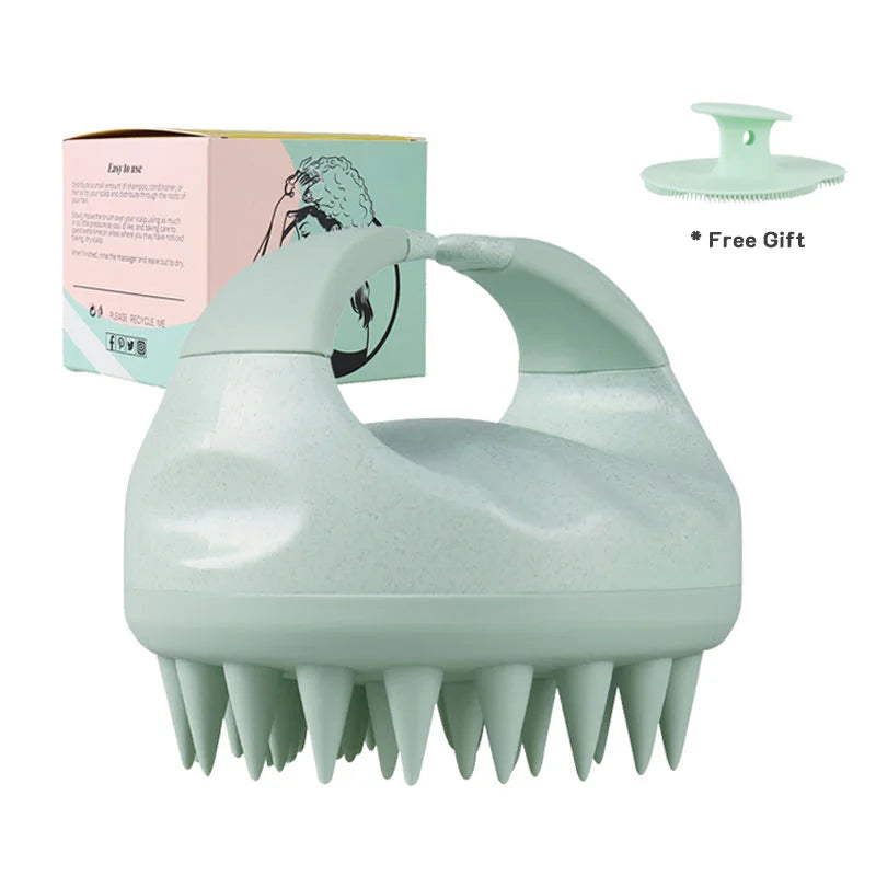 Scalp Brush Massager Sculp Scrubber Brush Wheat Straw Biodegradable Silicone Shampoo Brush Hair Scalp Massager For Hair Growth