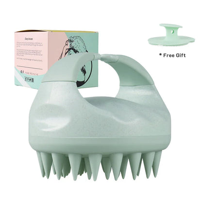 Scalp Brush Massager Sculp Scrubber Brush Wheat Straw Biodegradable Silicone Shampoo Brush Hair Scalp Massager For Hair Growth