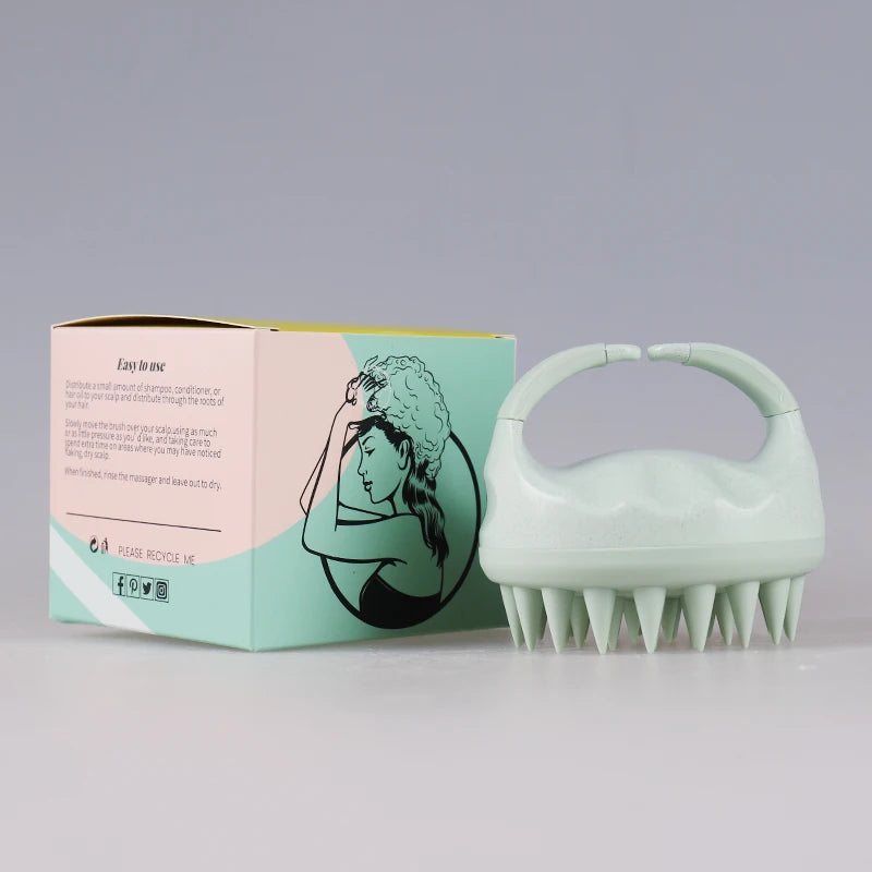 Scalp Brush Massager Sculp Scrubber Brush Wheat Straw Biodegradable Silicone Shampoo Brush Hair Scalp Massager For Hair Growth