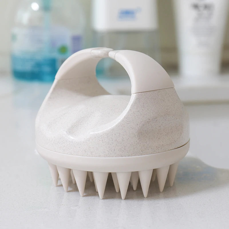 Scalp Brush Massager Sculp Scrubber Brush Wheat Straw Biodegradable Silicone Shampoo Brush Hair Scalp Massager For Hair Growth
