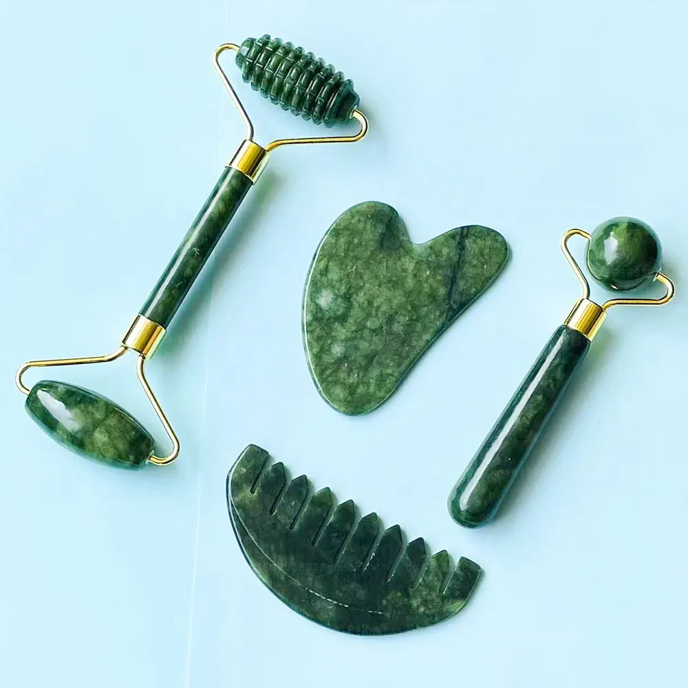 Guasha Natural Stone Massage Face Jade Roller Gua Sha Massage Tool Set for Spa Body Visage Rouleau De Massage Rouleau Visage
