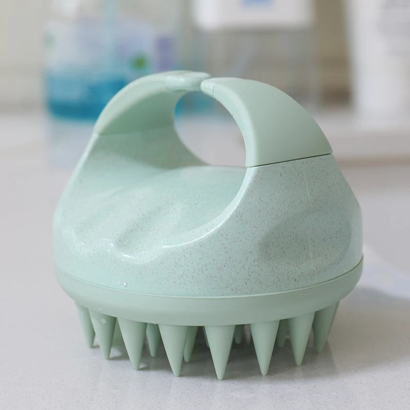 Scalp Brush Massager Sculp Scrubber Brush Wheat Straw Biodegradable Silicone Shampoo Brush Hair Scalp Massager For Hair Growth