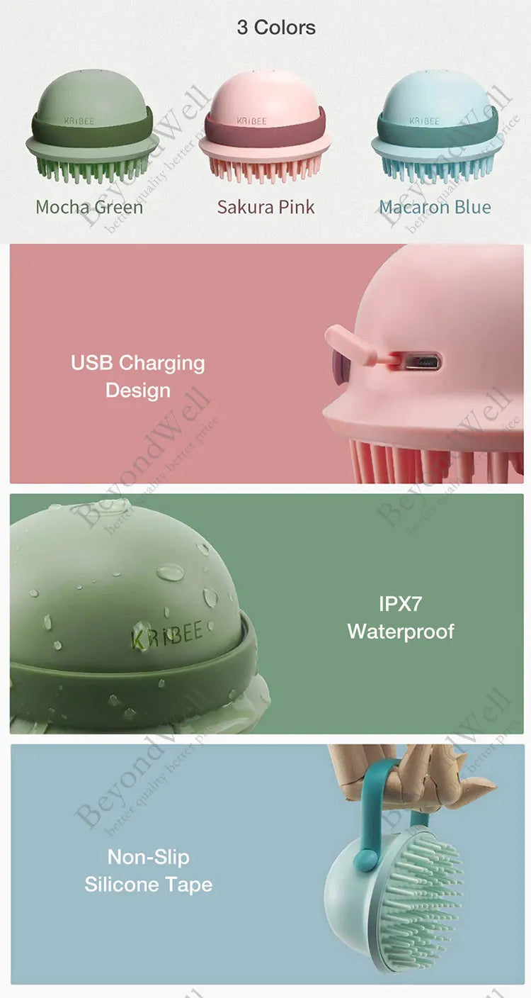 Head Massage Waterproof Electric Shampoo Brush Scalp Massager Dry Massage Brush Vibrate Comb Cleaner Hairdress Tool Hair Brush