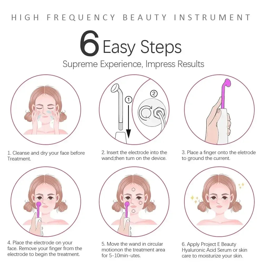 4in1 Facial Beauty Machine High Frequency Electrotherapy Wand Neon Argon Wands Remove wrinkles Rejuvenation Tightening Skin Care