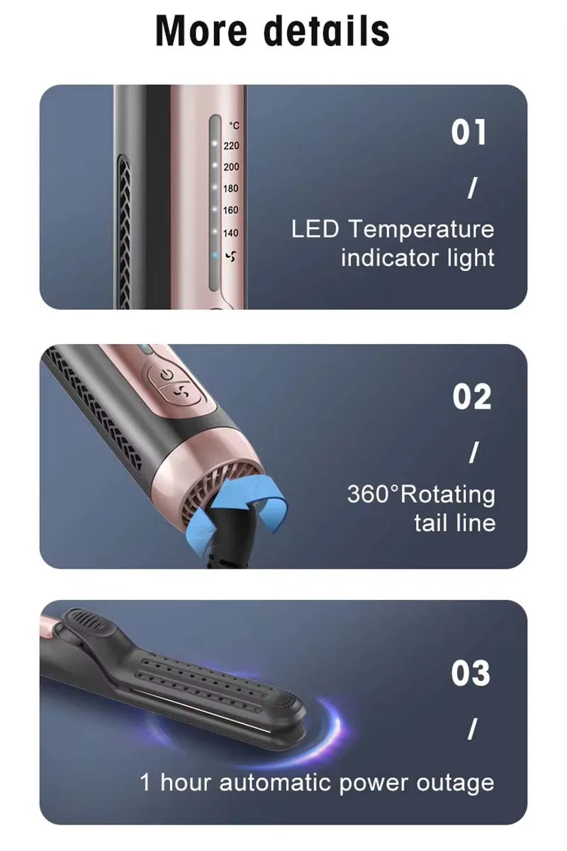2 In 1 Ceramic Cool Airflow Hair Styler Portable Hair Straightener And Curler 3D Floating Plate Cool Air Styler Flat Iron
