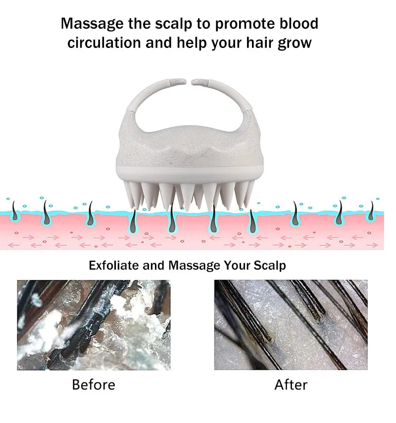 Scalp Brush Massager Sculp Scrubber Brush Wheat Straw Biodegradable Silicone Shampoo Brush Hair Scalp Massager For Hair Growth