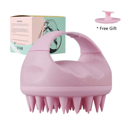 Scalp Brush Massager Sculp Scrubber Brush Wheat Straw Biodegradable Silicone Shampoo Brush Hair Scalp Massager For Hair Growth