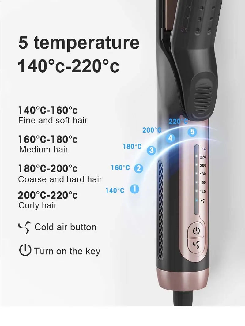 2 In 1 Ceramic Cool Airflow Hair Styler Portable Hair Straightener And Curler 3D Floating Plate Cool Air Styler Flat Iron