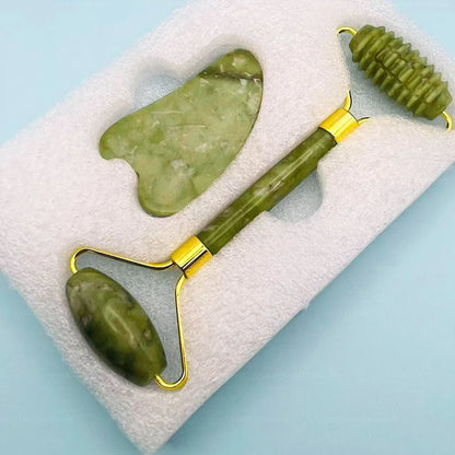 Guasha Natural Stone Massage Face Jade Roller Gua Sha Massage Tool Set for Spa Body Visage Rouleau De Massage Rouleau Visage