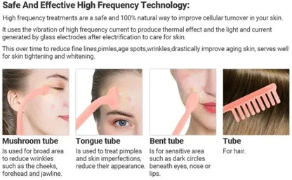 4in1 Facial Beauty Machine High Frequency Electrotherapy Wand Neon Argon Wands Remove wrinkles Rejuvenation Tightening Skin Care