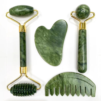 Guasha Natural Stone Massage Face Jade Roller Gua Sha Massage Tool Set for Spa Body Visage Rouleau De Massage Rouleau Visage