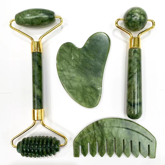 Guasha Natural Stone Massage Face Jade Roller Gua Sha Massage Tool Set for Spa Body Visage Rouleau De Massage Rouleau Visage