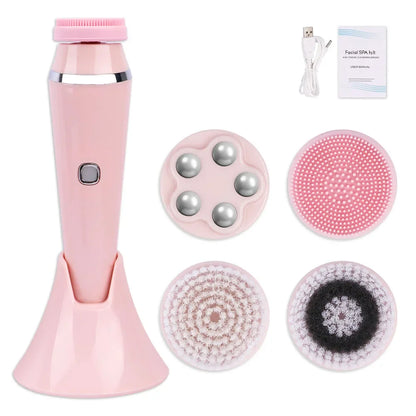 4 in 1 Electric Facial Cleansing Brush Face Cleaner Personal Care Acne Facial Massager Skin Tightening Machine Beauty Care Tools