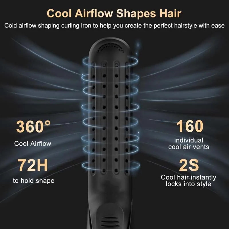 2 In 1 Ceramic Cool Airflow Hair Styler Portable Hair Straightener And Curler 3D Floating Plate Cool Air Styler Flat Iron