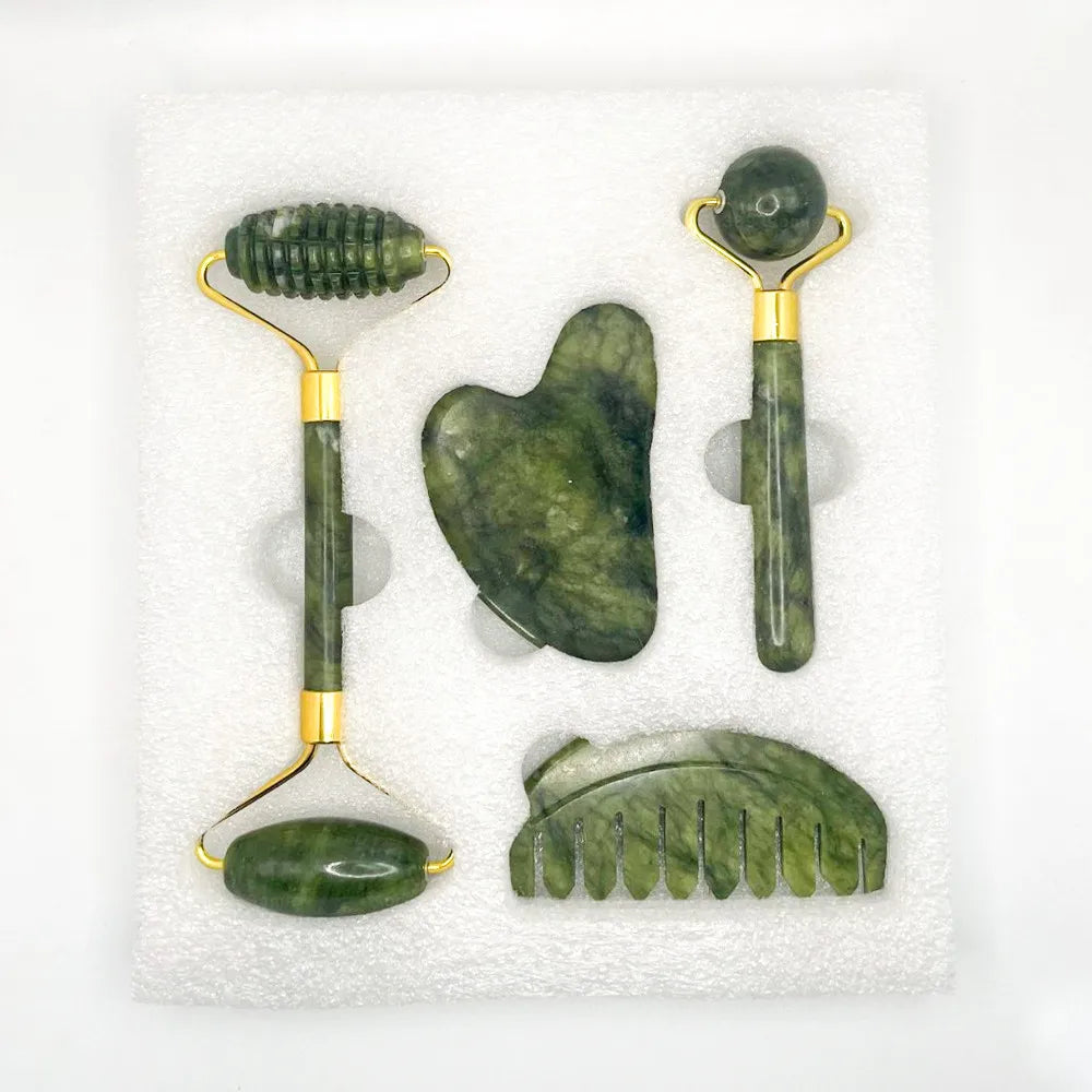 Guasha Natural Stone Massage Face Jade Roller Gua Sha Massage Tool Set for Spa Body Visage Rouleau De Massage Rouleau Visage