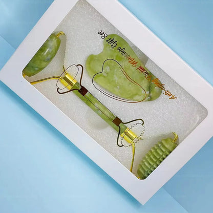 Guasha Natural Stone Massage Face Jade Roller Gua Sha Massage Tool Set for Spa Body Visage Rouleau De Massage Rouleau Visage
