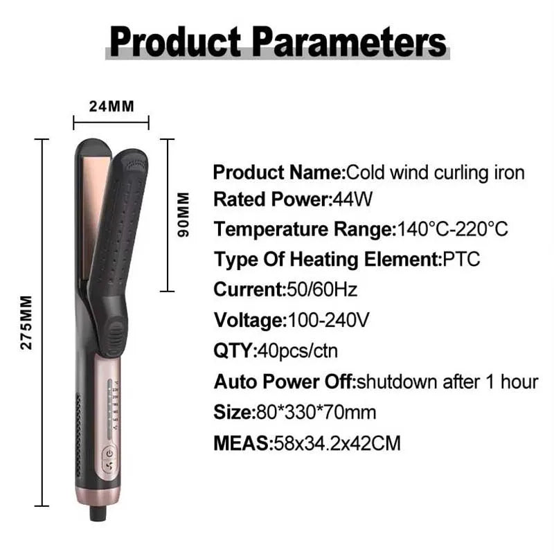 2 In 1 Ceramic Cool Airflow Hair Styler Portable Hair Straightener And Curler 3D Floating Plate Cool Air Styler Flat Iron