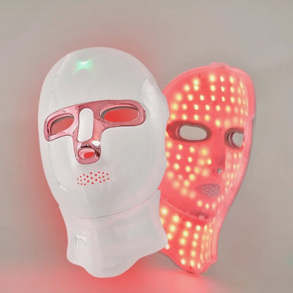 LED Facial Mask Face and Neck 7-1 Colors Light Therapy Skin Beauty Red Light  Facial Mask Wireless Rechargeable at Home Use
