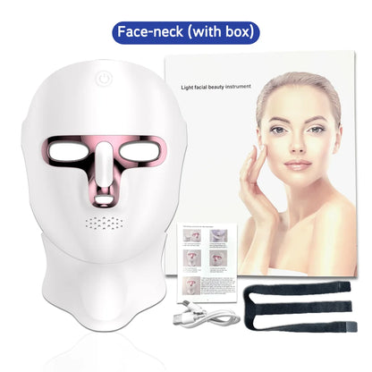 LED Facial Mask Face and Neck 7-1 Colors Light Therapy Skin Beauty Red Light  Facial Mask Wireless Rechargeable at Home Use
