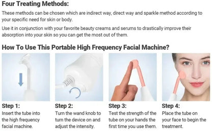 4in1 Facial Beauty Machine High Frequency Electrotherapy Wand Neon Argon Wands Remove wrinkles Rejuvenation Tightening Skin Care
